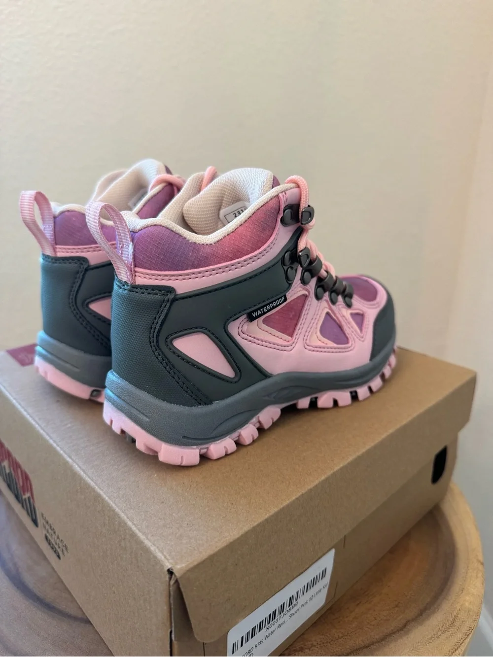 RCORD Kids Hiking Boots Pink Gray Little Kids Size 12 Water Resistant NIB